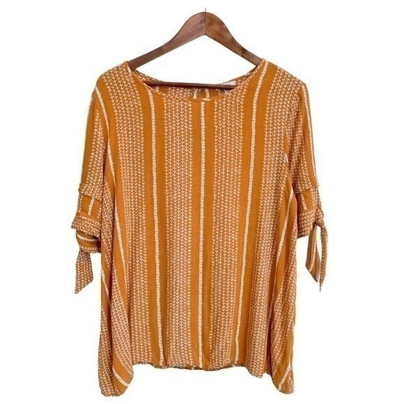 JODIFL Burnt Orange Tie Sleeve Blouse Size Medium Women’s - Picture 1 of 6